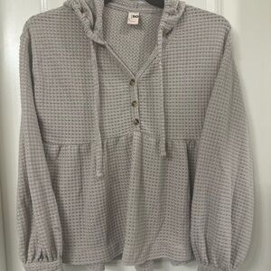SO Women's Light Gray Waffle Knit Hoodie